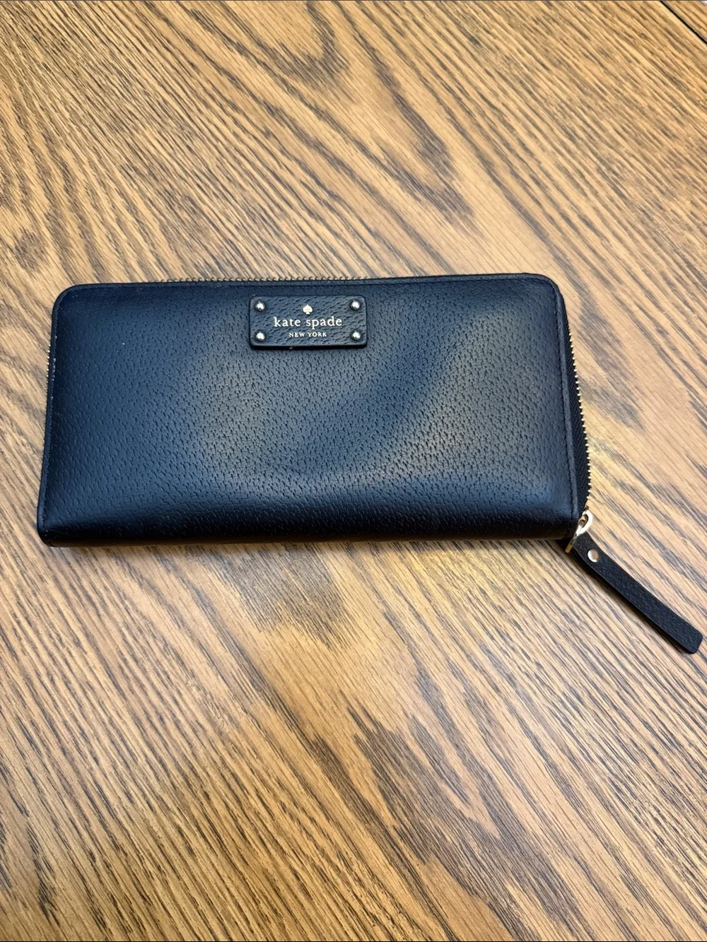 kate spade Black Zip Wallet with Gold Hardware